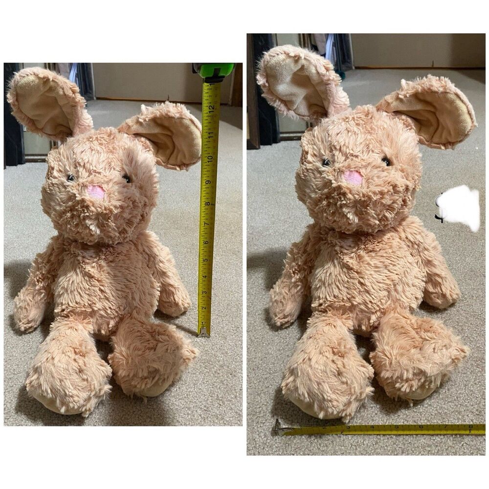 Animal Adventure 2021 Tan Bunny Rabbit Plush Shaggy Fur Pink Nose White Tail 18”